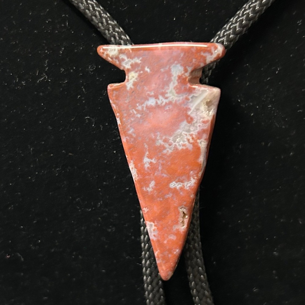 Handcrafted Bolo Tie Red Jasper Stone Arrowhead Western Southwestern Stone